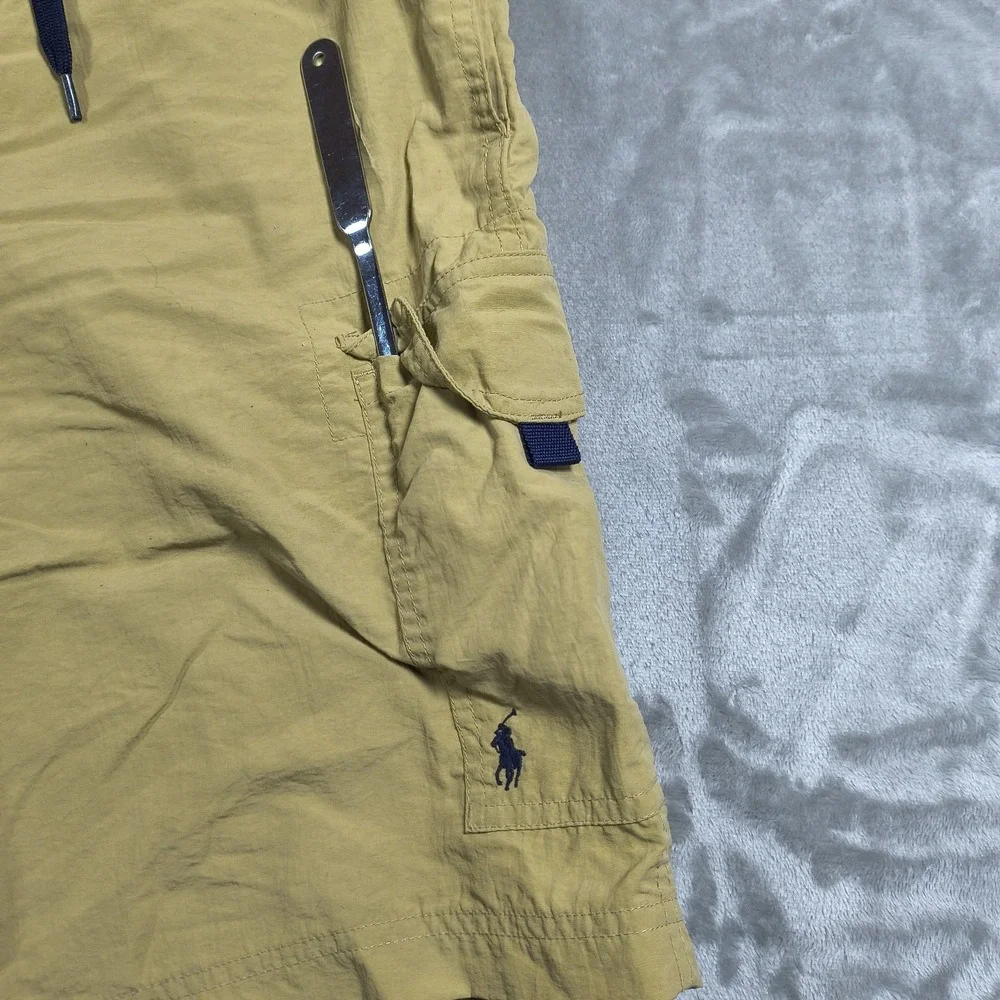 Vintage Polo Ralph Lauren Cargo Swim Trunks Men 37 Brown Surf Board Shorts Lined